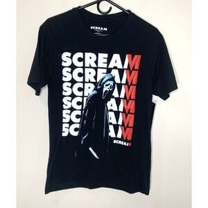 NEW Scream Ghostface T-Shirt Mens Small Black Puffy Letters Movie w/Tag